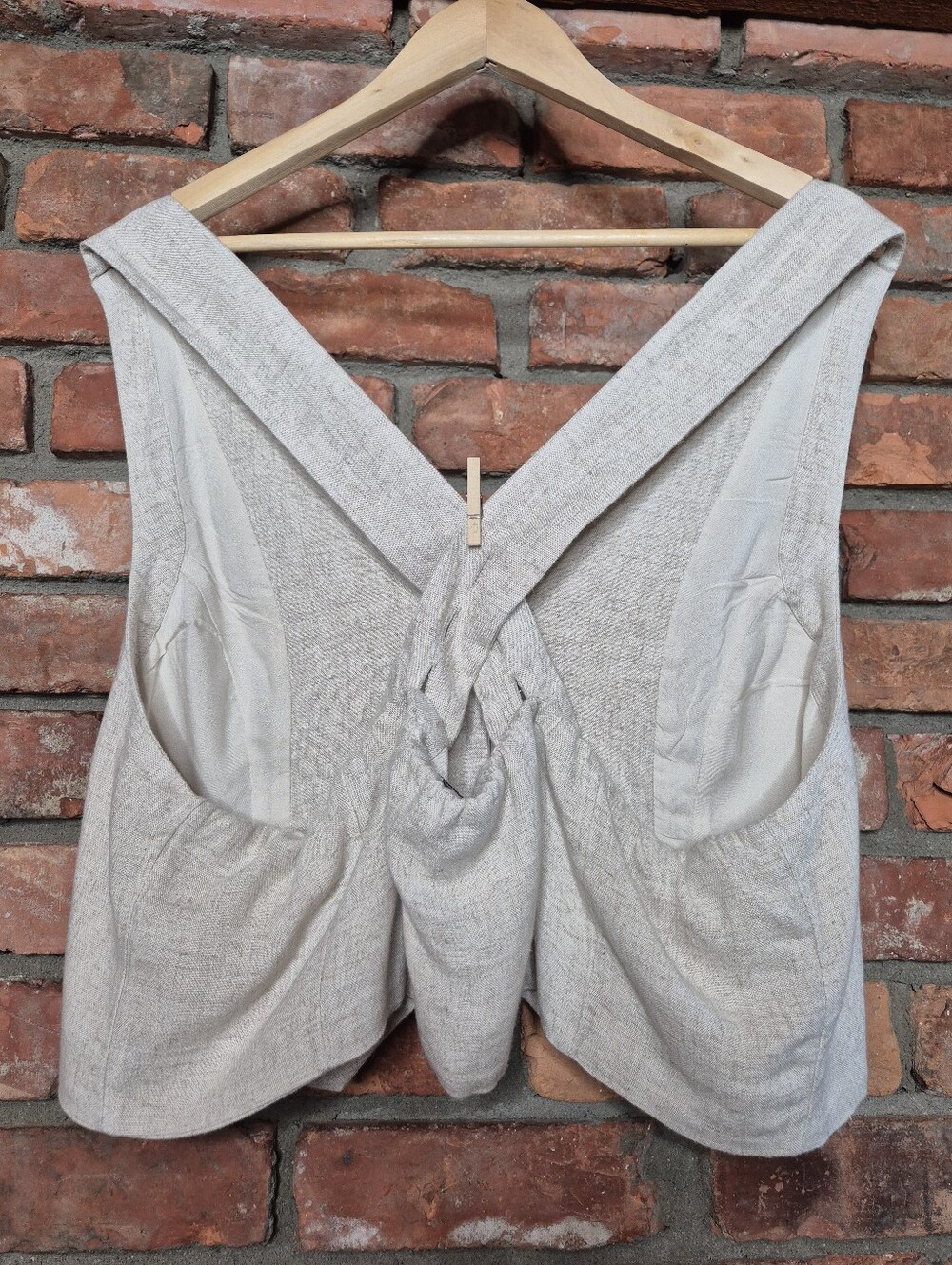 Abercrombie & Fitch Linen Blend Waistcoat Vest XL Oatmeal - Picture 6 of 8
